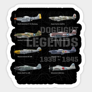 Fighterplanes of world war 2 dogfight legends warbirds Sticker